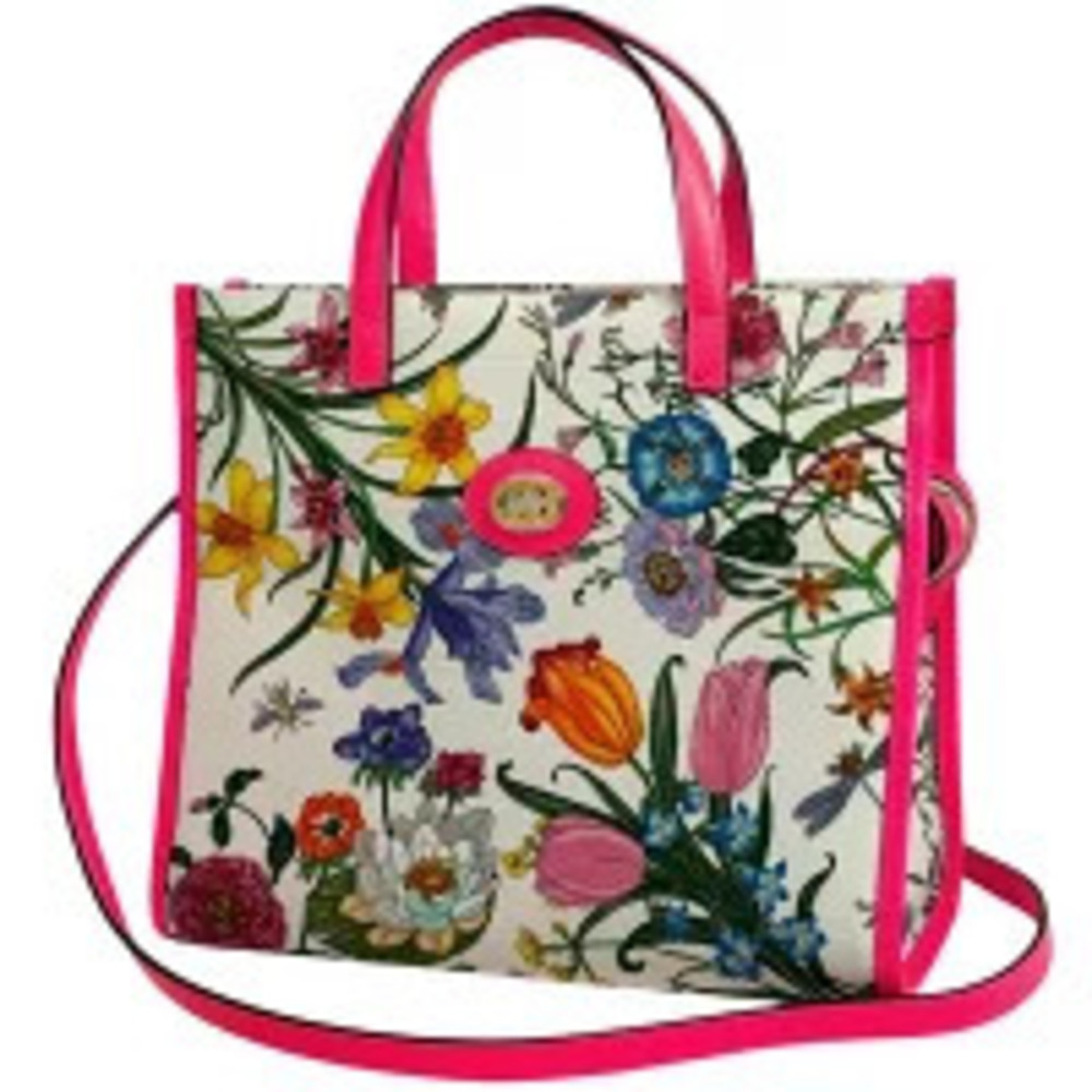 Gucci Flora Flower 2way Shoulder Bag Floral Canvas Pink Multicolor